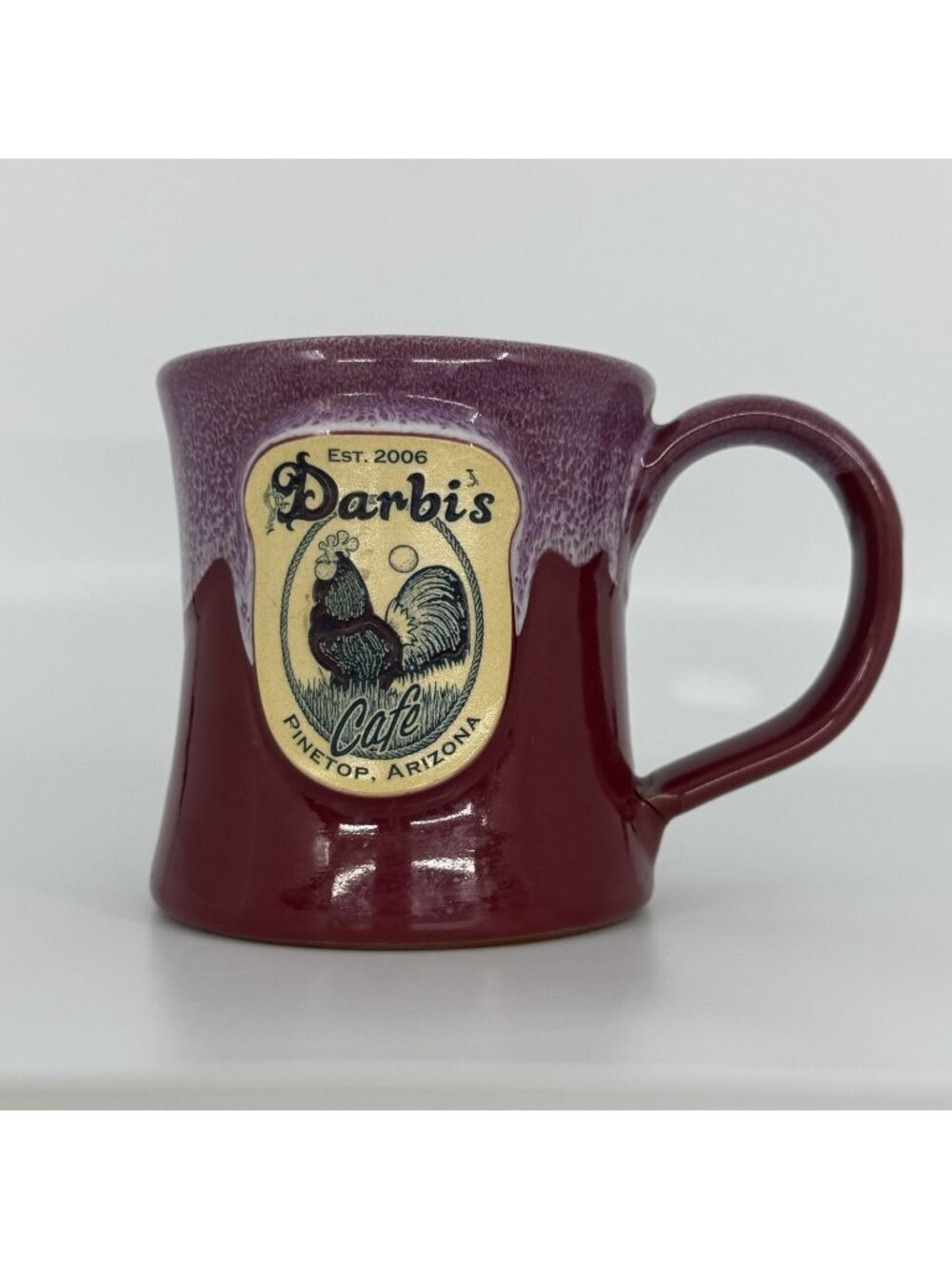 Deneen Pottery Darbi's Cafe Pinetop Arizona Mug 2016 Hand Thrown 12 Oz Rooster